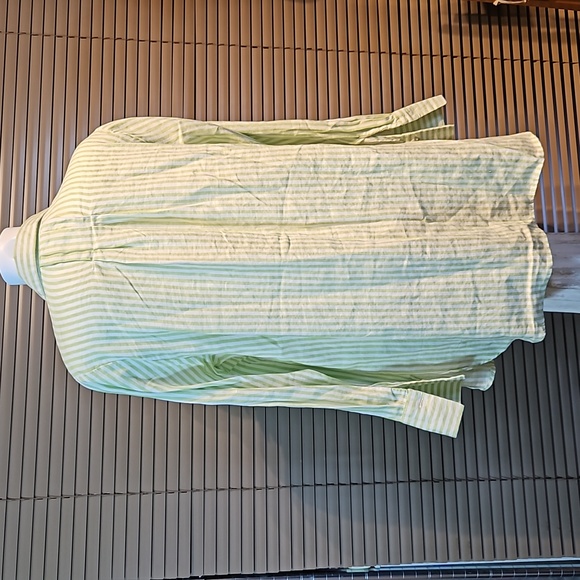 BNWT fits UK size 14 16 v pretty lime stripe linen shirt tunic dress long blouse - Picture 8 of 16